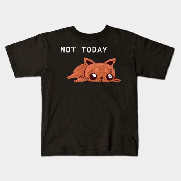 Lazy Cat Not Today T-shirt Funny Lazy Cat Tee For Cat Lovers Distress Style Kids T-Shirt by WPKs Design & Co